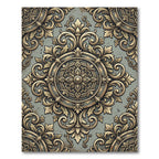 Ornate Gold Leaf Filigree Medallion Rug