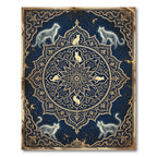 Celestial Feline Mandala Navy Gold Rug