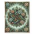 Elegant Floral Celtic Knot Sage Rug
