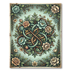 Elegant Floral Celtic Knot Sage Rug