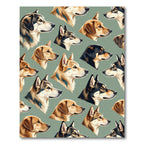Sage Green Dog Head Illustration Rug