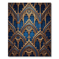 Gothic Royal Blue Gold Filigree Arch Rug