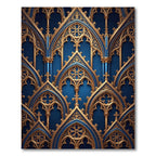 Gothic Royal Blue Gold Filigree Arch Rug
