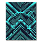 Aqua Tribal Stair Illusion Rug