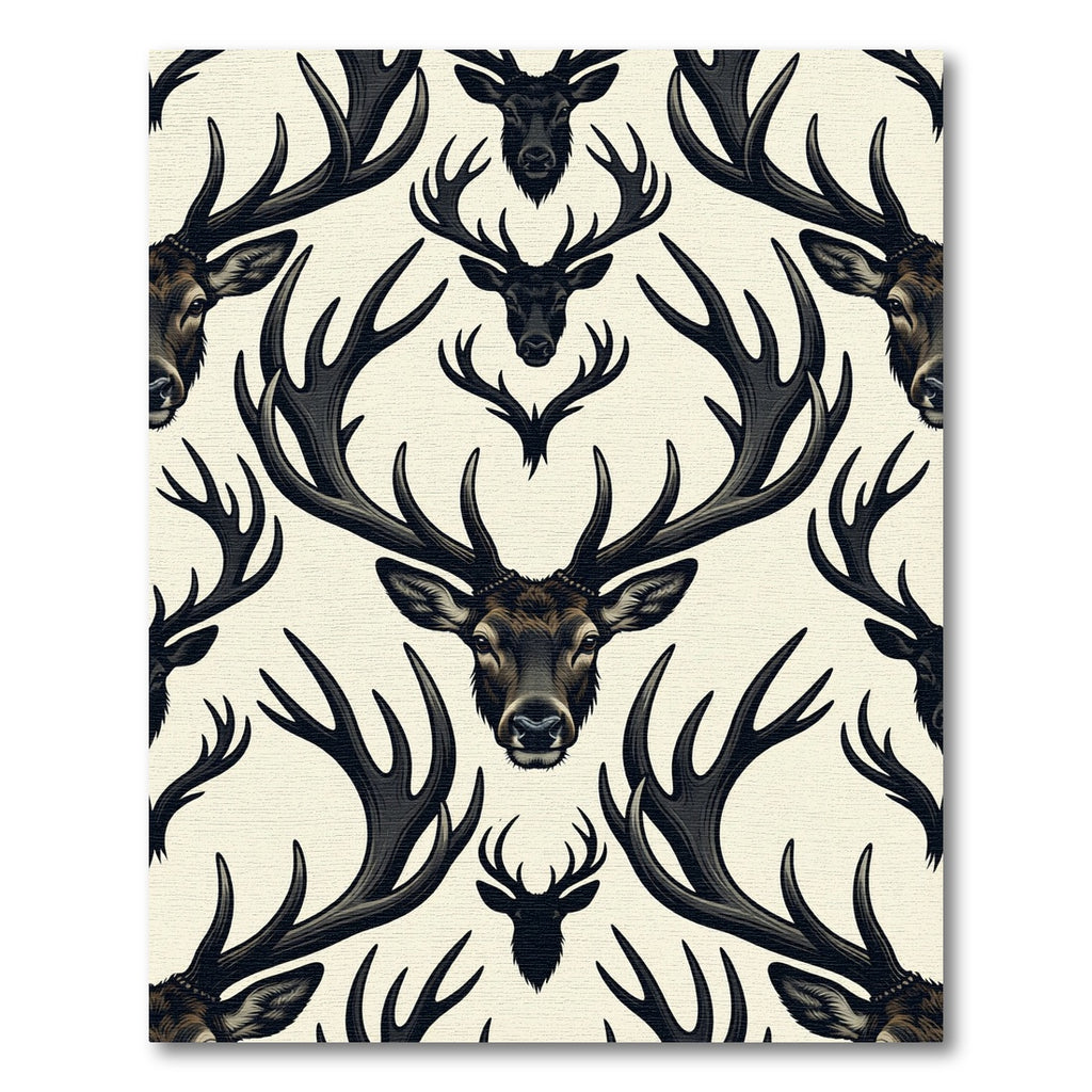 Monochromatic Woodland Stags and Antlers Rug