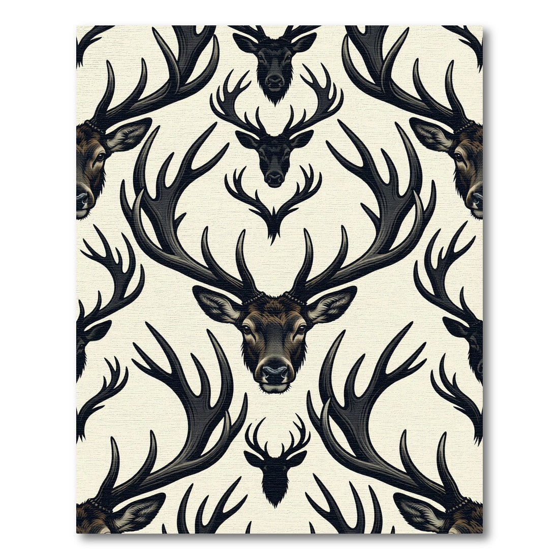 Monochromatic Woodland Stags and Antlers Rug