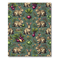 Whimsical Hare and Garden Vegetable Sage Rug