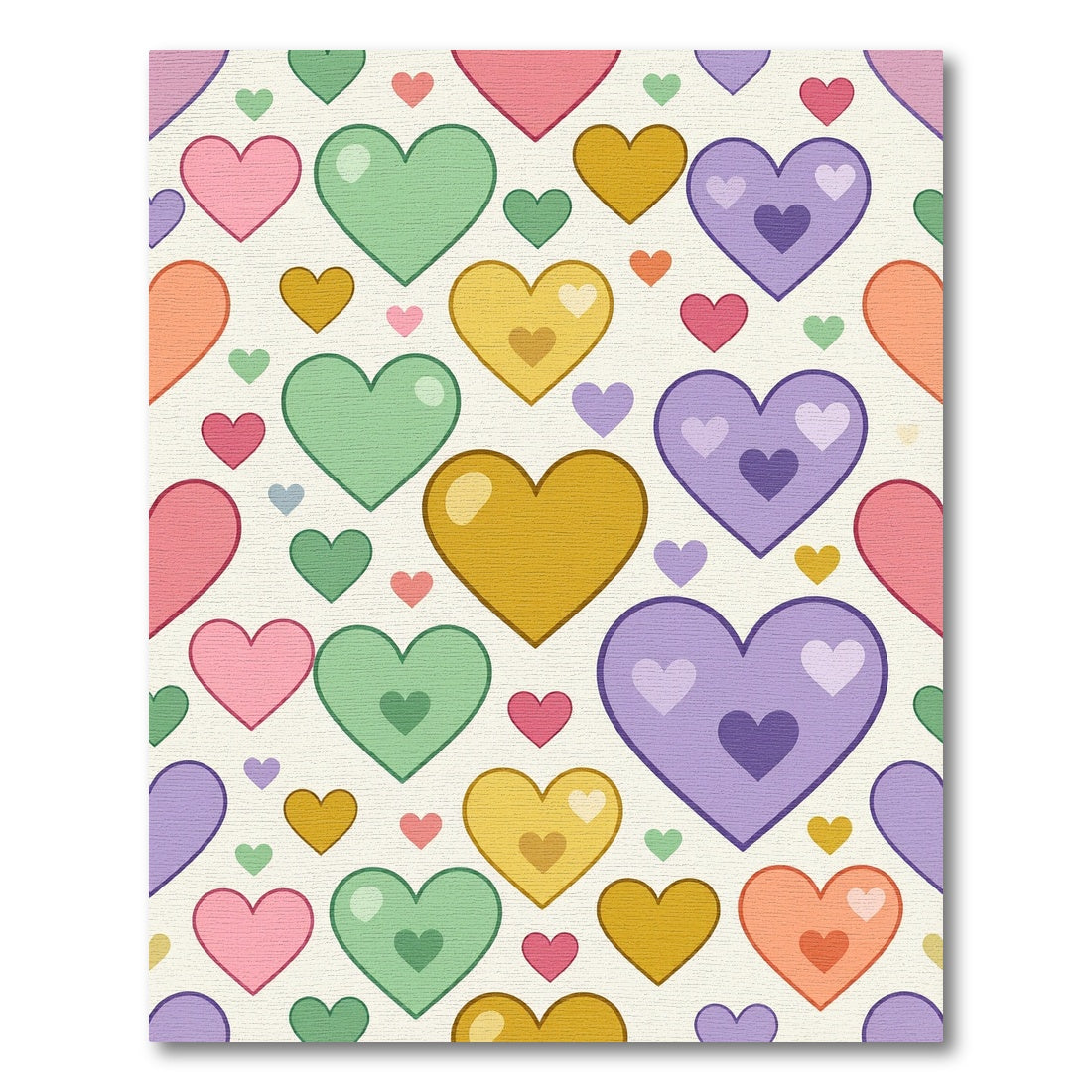 Playful Pastel Heart Mosaic Rug
