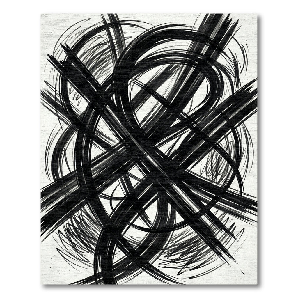 Bold Black Ink Abstract Swirl Rug