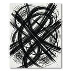 Bold Black Ink Abstract Swirl Rug