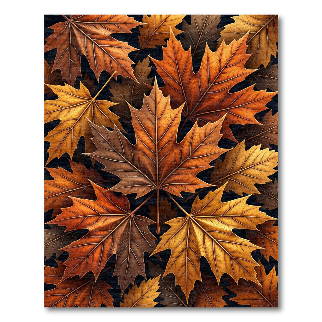 Golden Autumn Maple Leaf Collage Rug