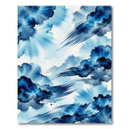 Azure Indigo Abstract Watercolor Flow Rug