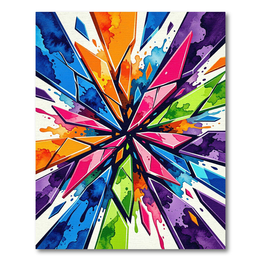 Vibrant Rainbow Shards Abstract Explosion Rug