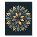 Golden Leaf Mandala Navy Floral Medallion Rug