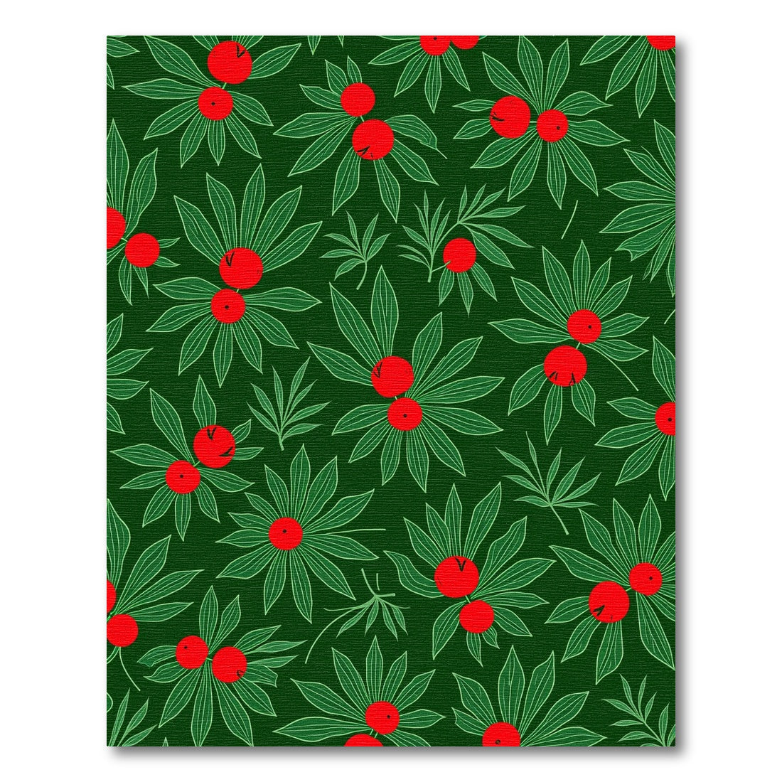 Emerald Green Red Berry Foliage Rug