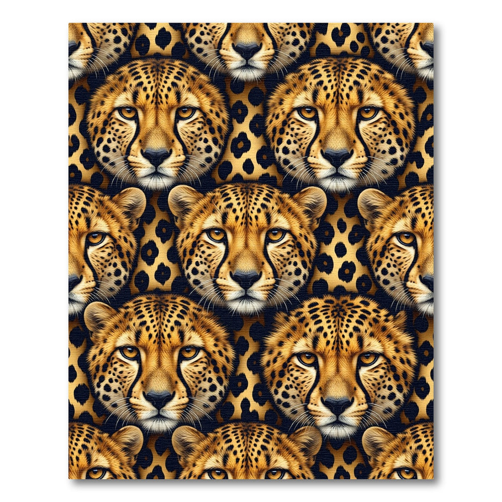 Bold Golden Cheetah Face Repetitive Rug