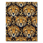 Bold Golden Cheetah Face Repetitive Rug