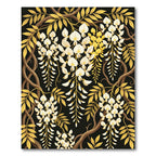 Elegant Gold Wisteria Floral Vine Rug
