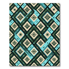 Geometric Teal and Forest Green Diamond Rug