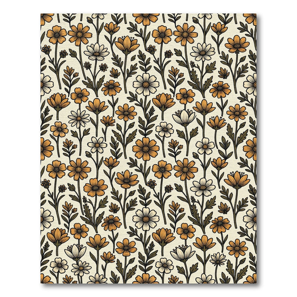 Golden Ochre Floral Garden Rug