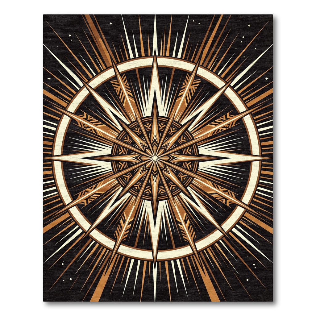 Celestial Golden Starburst Geometric Rug