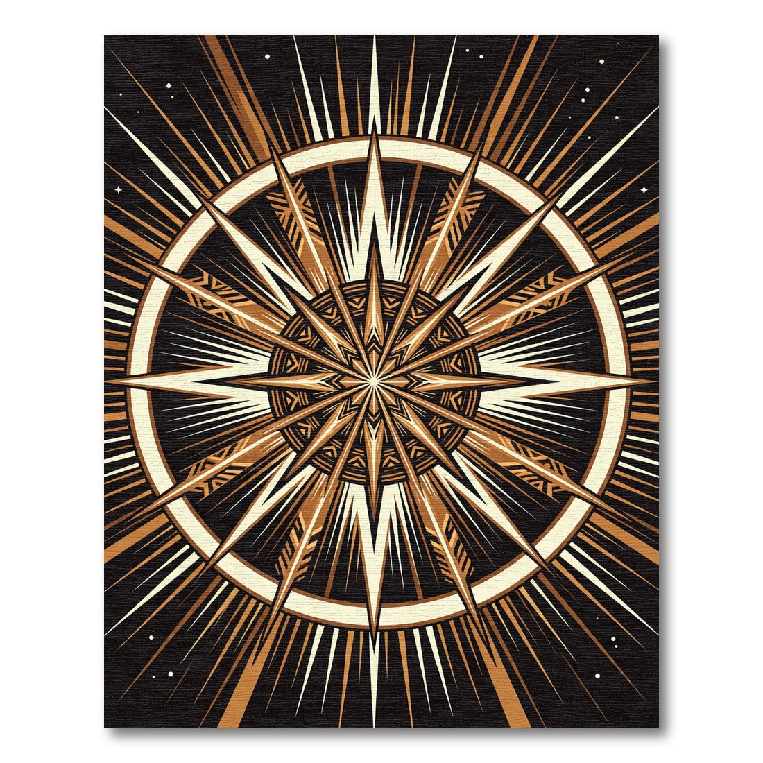Celestial Golden Starburst Geometric Rug
