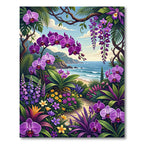Vibrant Purple Orchid Coastal Garden Rug