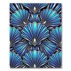 Art Deco Blue Fan Cluster Rug