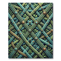Green Blue Interwoven Leaf Medallion Rug