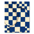 Royal Blue Cream Checkered Grid Rug