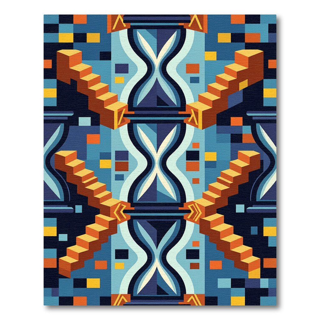 Bold Orange Abstract Geometric Stairs Rug