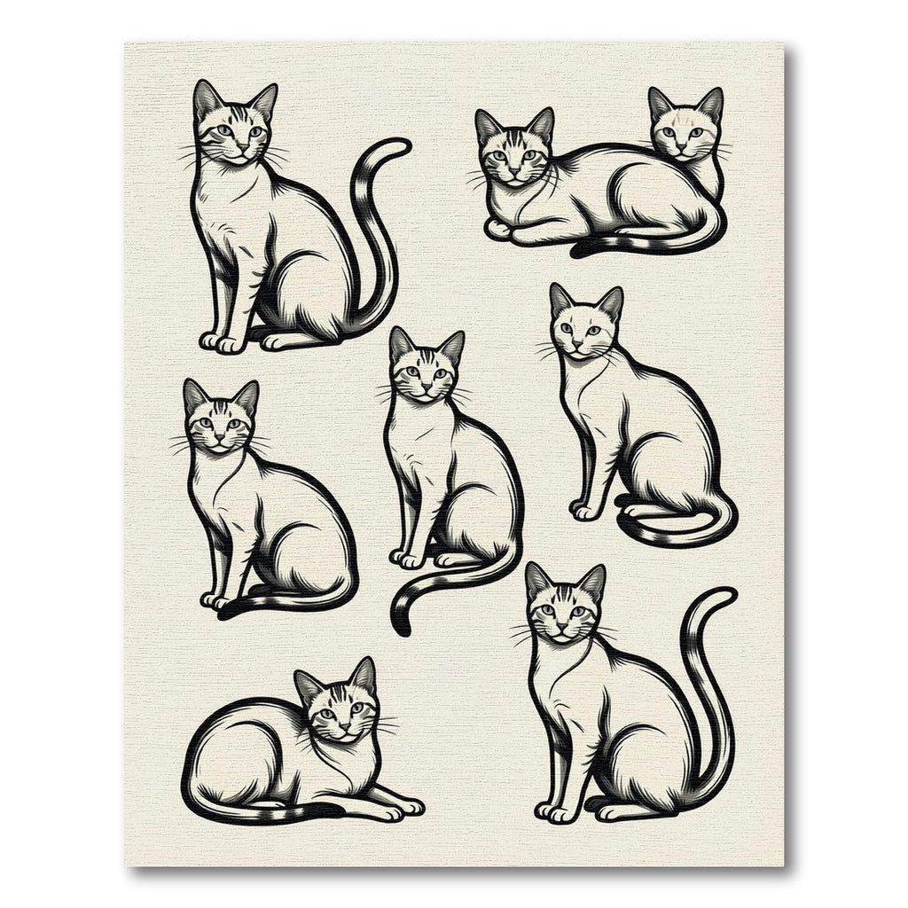 Elegant Monochrome Feline Line Art Drawing Rug