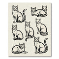 Elegant Monochrome Feline Line Art Drawing Rug