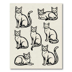 Elegant Monochrome Feline Line Art Drawing Rug