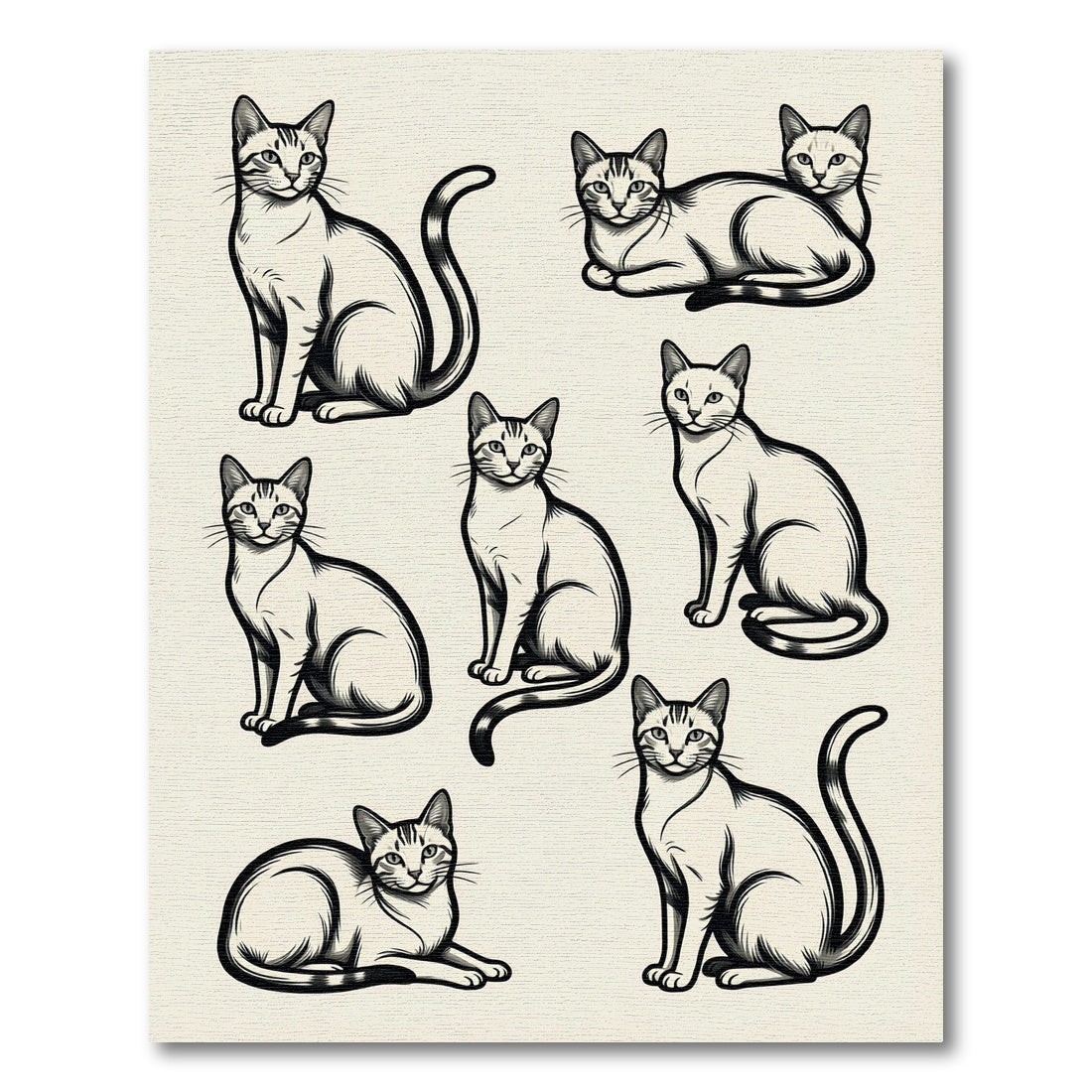 Elegant Monochrome Feline Line Art Drawing Rug
