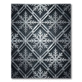 Silver Winter Snowflake Geometric Grid Rug