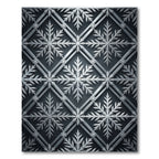 Silver Winter Snowflake Geometric Grid Rug