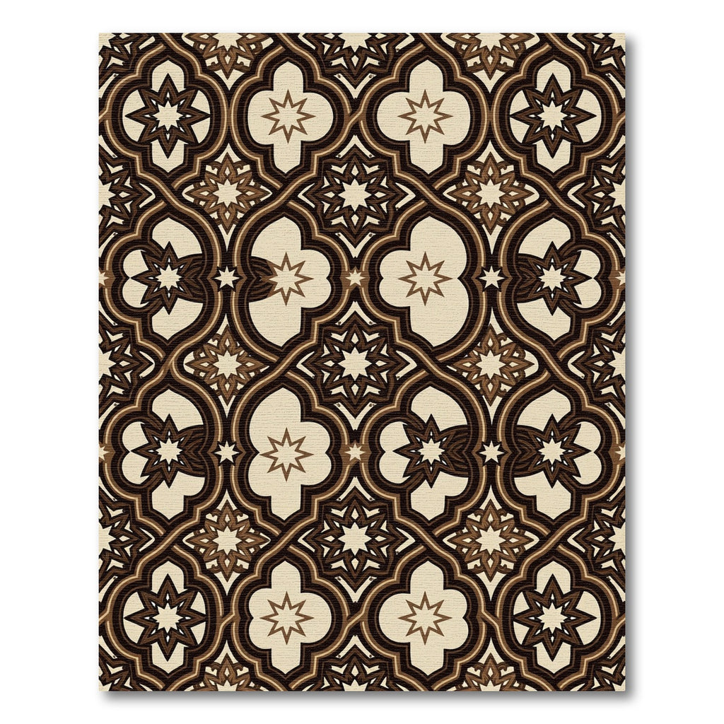 Earthy Brown Geometric Star Arch Rug