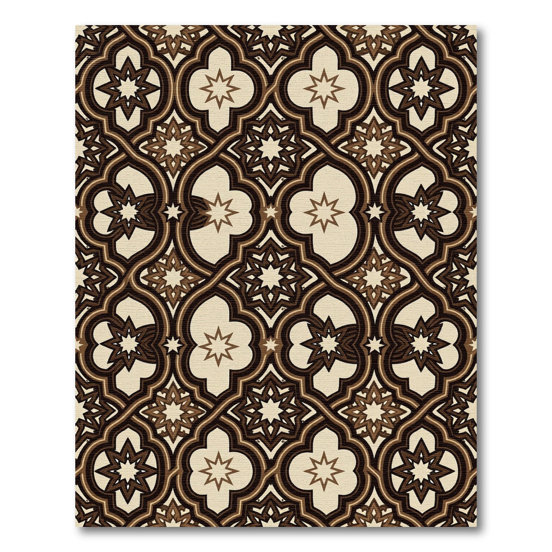 Earthy Brown Geometric Star Arch Rug