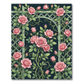 Romantic Pink Rose Trellis Garden Rug