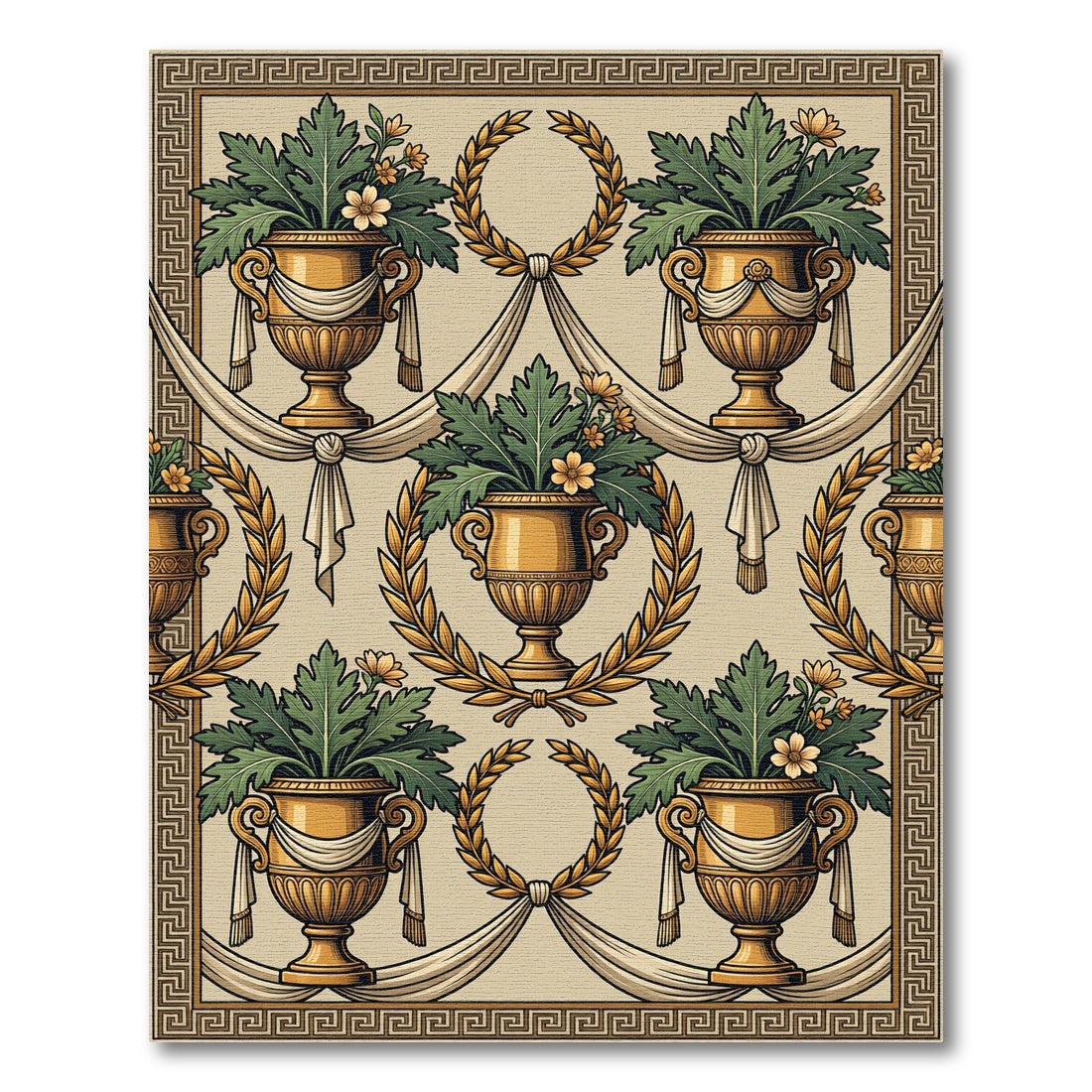 Golden Urn Laurel Garland Draping Rug