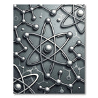 Silver Metallic Atomic Molecular Structure Rug