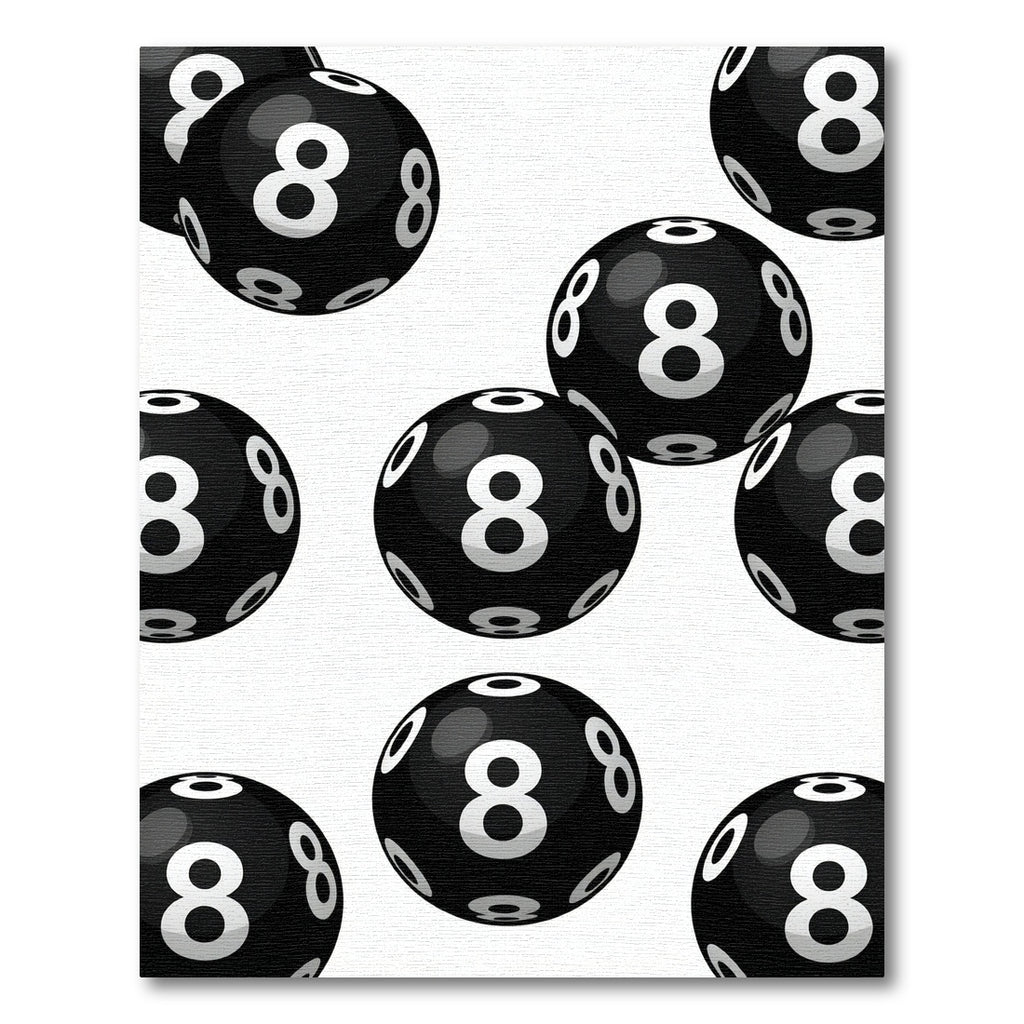 Graphic Black and White Number Eight Floating Spheres Rug