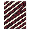 Dark Maroon Hearts on Diagonal Stripes Rug
