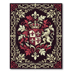 Royal Crimson Fleur-de-lis Heraldic Crest Rug