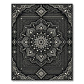 Monochrome Ornate Floral Mandala Medallion Frame Rug