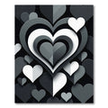Monochrome Layered Heart Abstract Rug