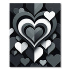 Monochrome Layered Heart Abstract Rug