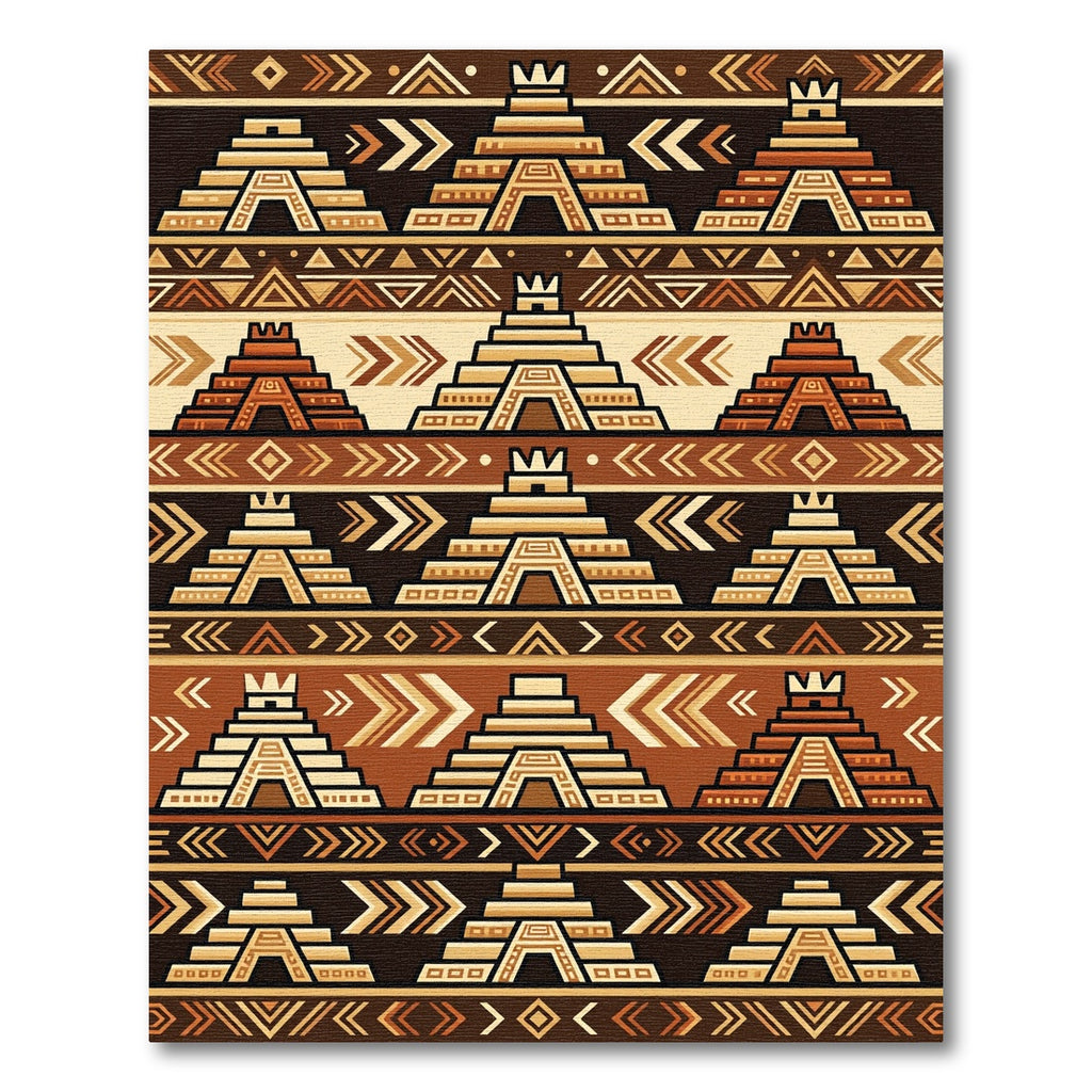 Earthy Aztec Pyramid Geometric Terracotta Rug
