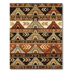 Earthy Aztec Pyramid Geometric Terracotta Rug